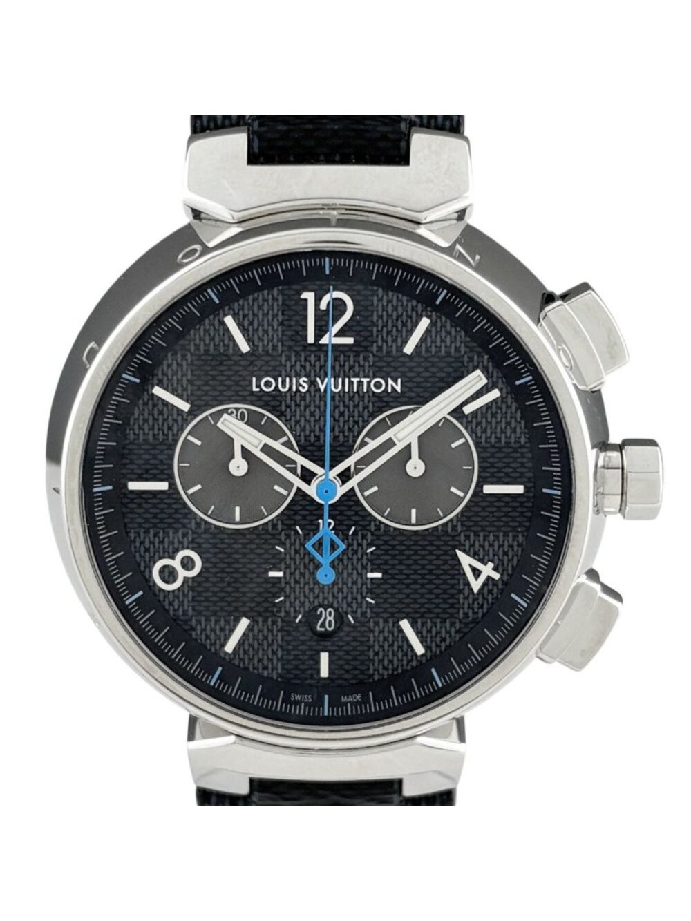 Louis Vuitton Tambour GM Damier Graphite Watch SS Quartz Gray